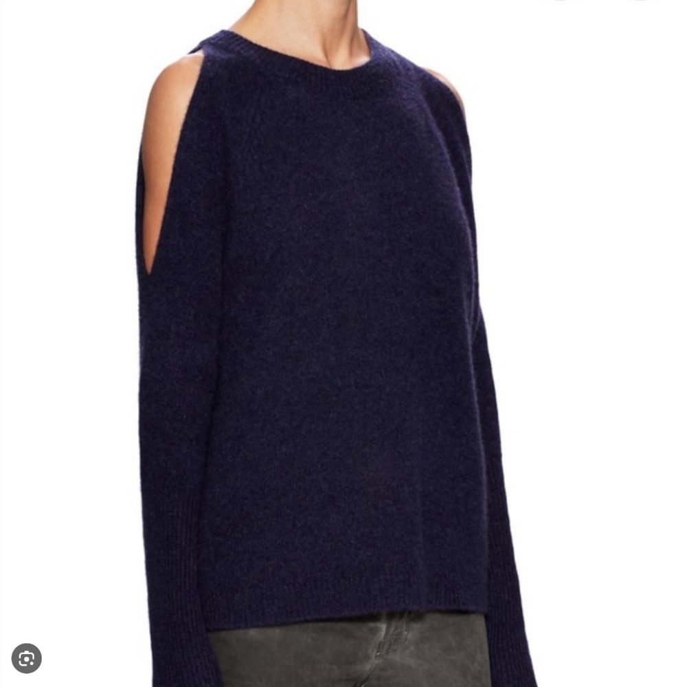 SEA BLUE Luxurious Cashmere Cold Shoulder LIKE NEW Sweater, Size M
